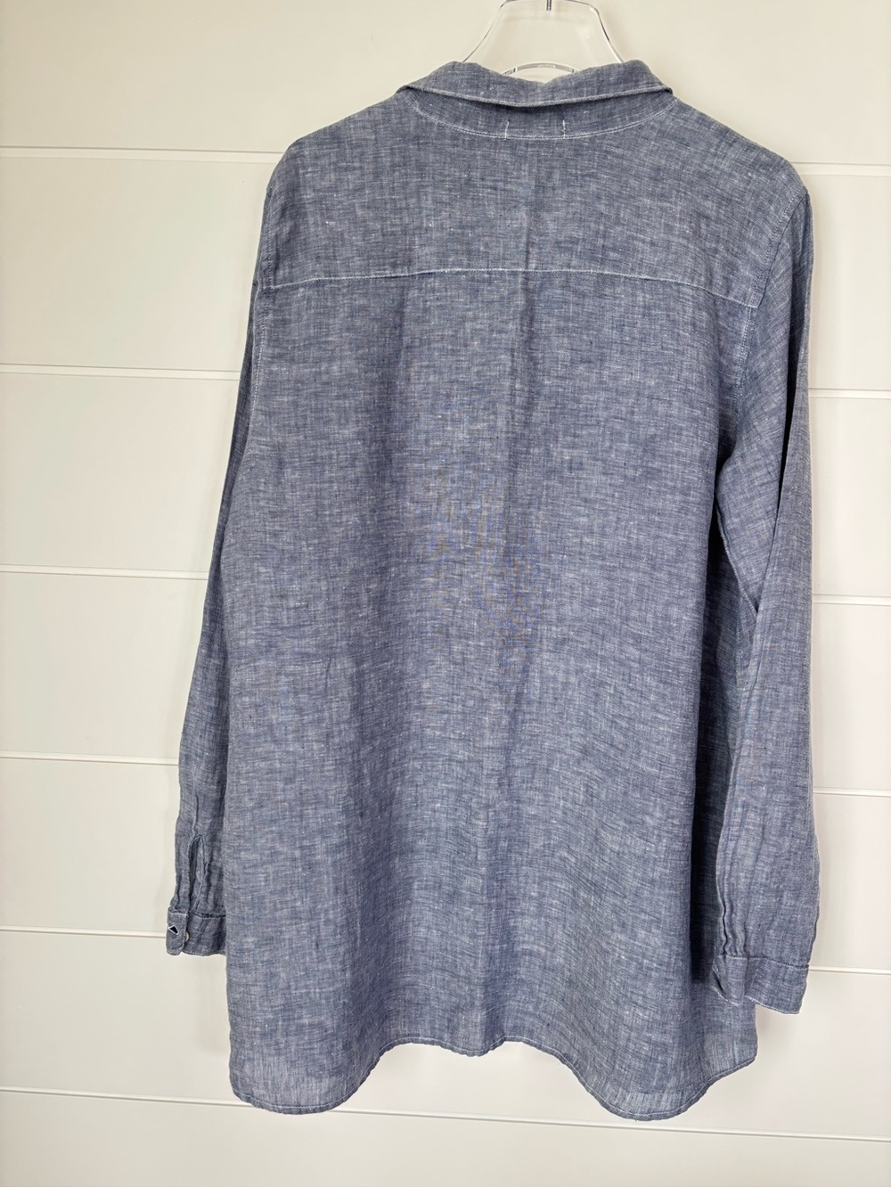 CP Shades Blue Linen Long-Sleeve Tunic Shirt Dress Size Medium - Picture 12 of 13